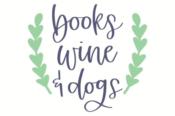 Charming 'Books, Wine, Dogs' Embroidery Design