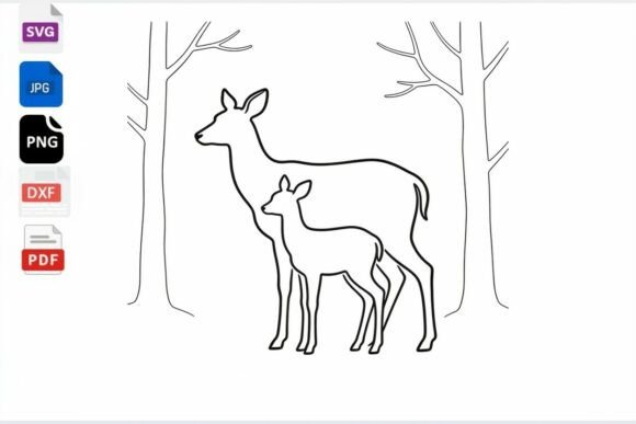 Deer Mom and Fawn Outline SVG: A Versatile Embroidery Design