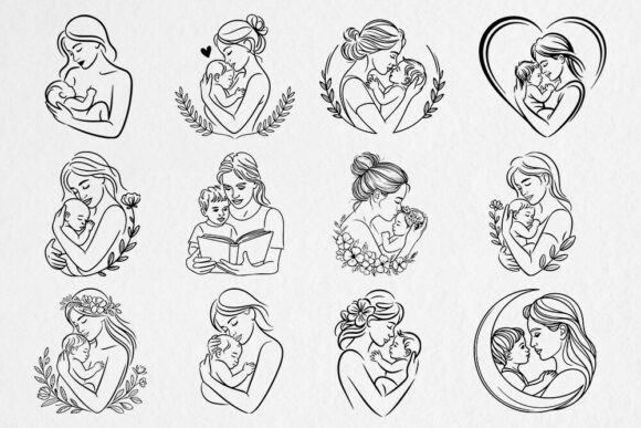 Mom and Baby SVG Bundle: A Versatile Embroidery Design
