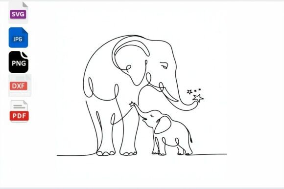 Review: Elephant Mom and Baby Line Art SVG