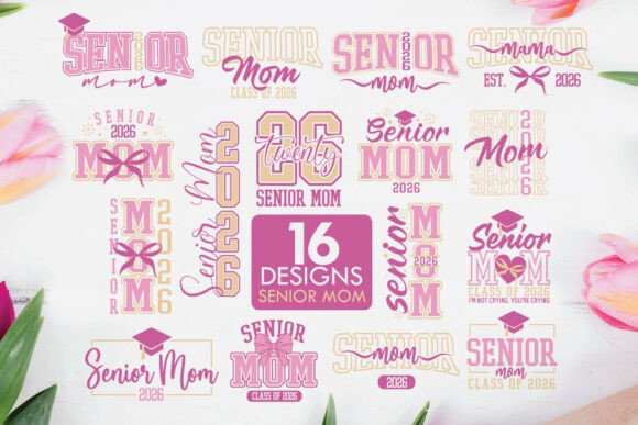 Senior Mom 2026 Coquette Bow SVG Bundle